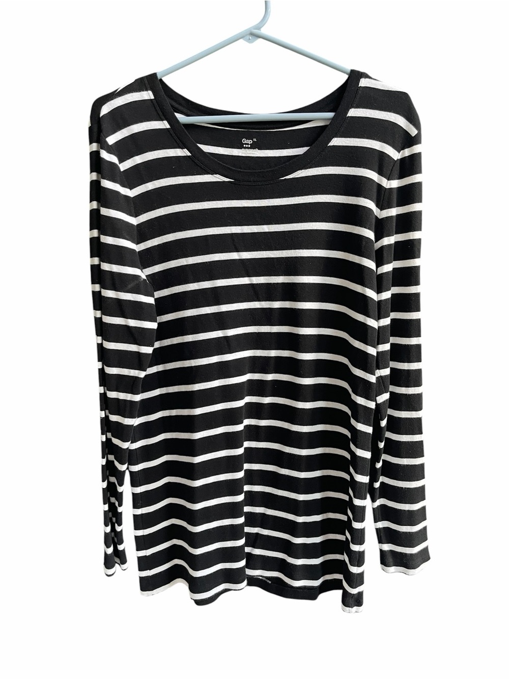 GAP Black White Stripe Crewneck Longsleeve Knit T Shirt Size XLarge